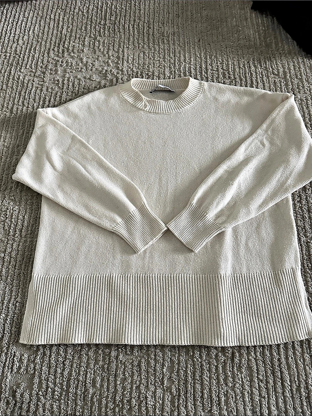 Zara Crewneck Knit Sweater in White